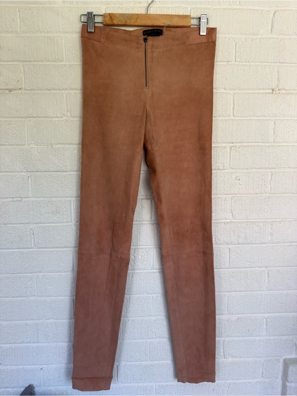 Alice + Olivia Terracotta Brown Suede-Look Leggings